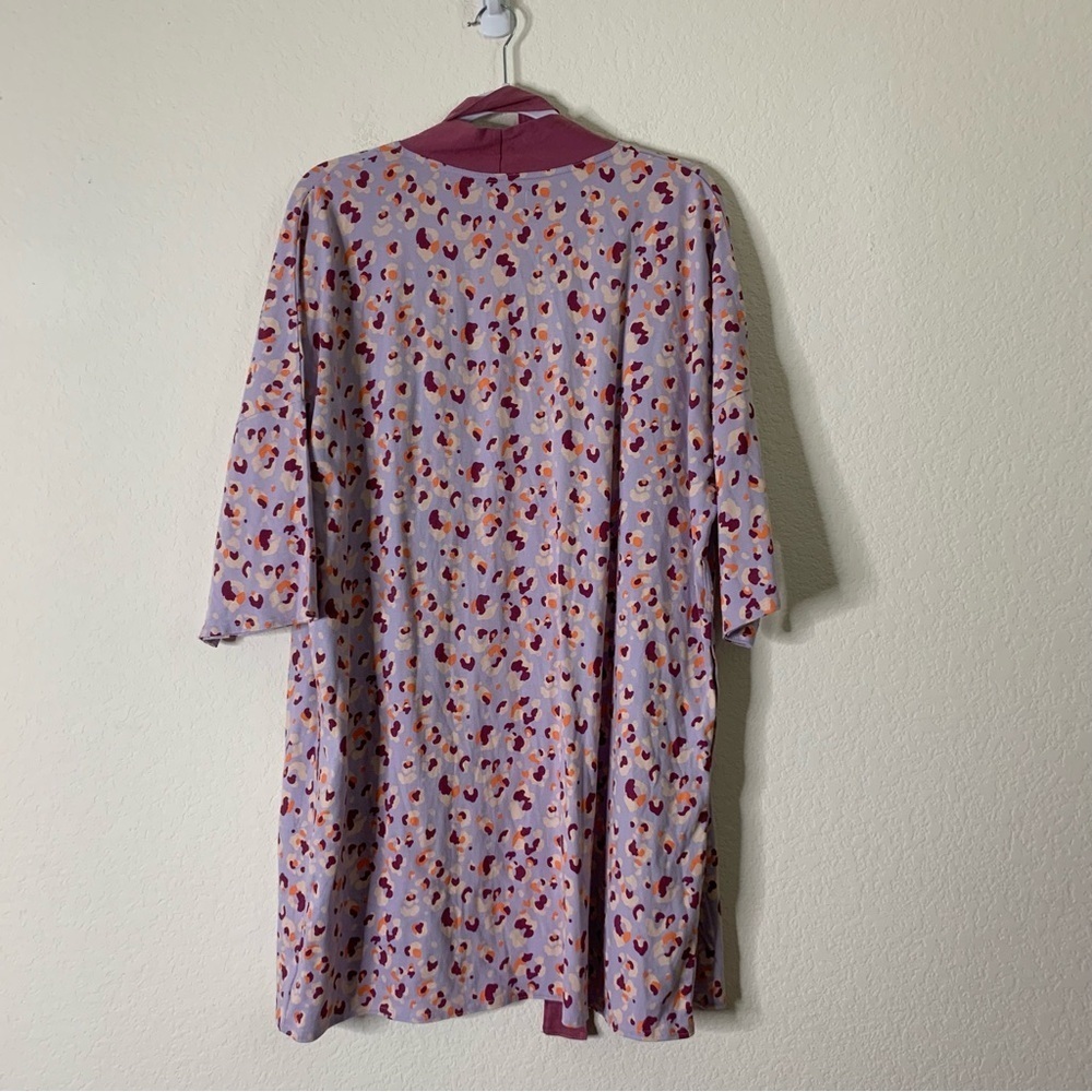 Pact Organic Mod Leopard Wisteria Staycation Short Robe / Pants Set XS/S - Picture 9 of 14
